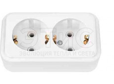 Розетка двойная наружная З/К 16А 220В IP20 белая Розетка двойная наружная З/К 16А 220В IP20 белая